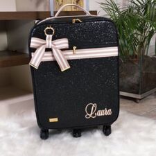 Mala Brilhante com Rodinhas e Nome do Bebê